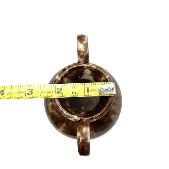 Brown Drip Glaze Ceramic Vase Art Pottery Double Handle Glossy 5 Inch Tall Vtg - Picture 15 of 15